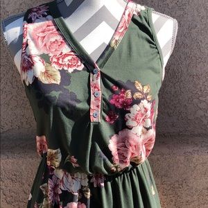 Green floral knit dress